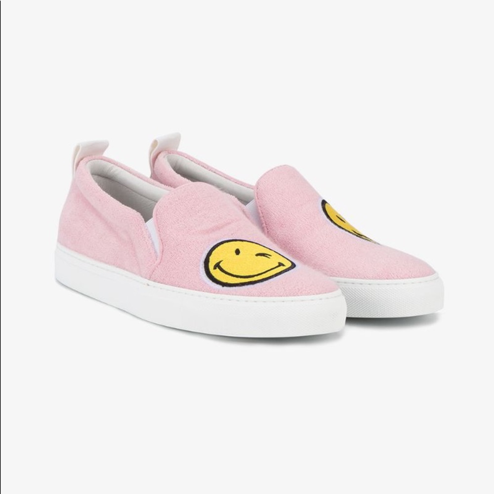 Joshua Sanders Smile Please pink Terrycloth emoji Sneakers size 9 NEW